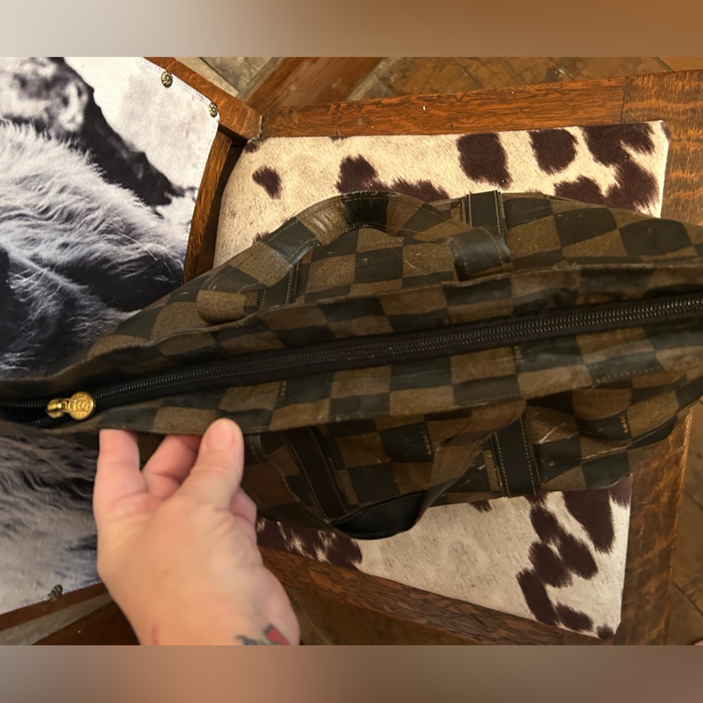 Fendi Brown and Black Checker Tote Bag - Picture 7 of 13